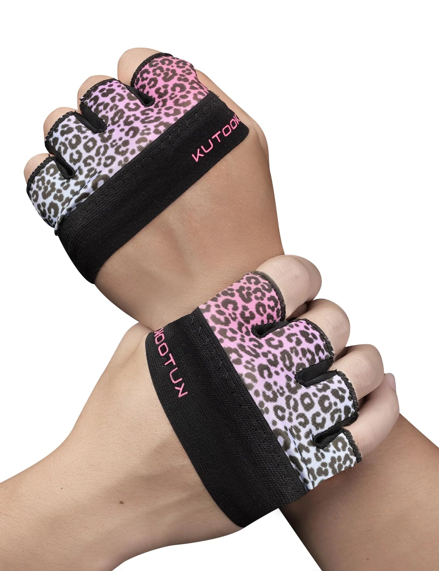 KUTOOK Weight Lifting Gloves for Women Gym Workout Gloves with Palm Protection & Extra Grip Breathable Exercise Gloves for Men Fitness Pink & Purple Leopard