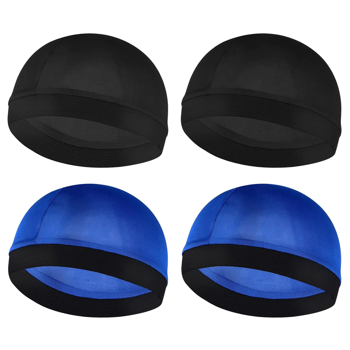 Silky Bonnet for Men Wave Cap Satin Silk Hair Bonnet for Sleep Durags Elastic Band Wave Caps for 360 540 720 Waves Compression Sleeping Shower Caps Silk Hair Wrap for Men Women (Black&Royal Blue)