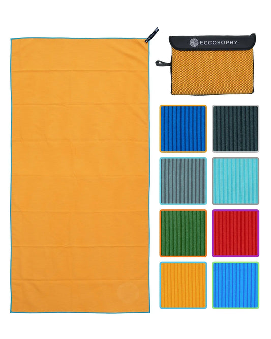 ECCOSOPHY Microfiber Gym Towel for Working Out - Quick Dry Towels with Highly Absorbent Ribbed Texture for Sweat During Workout Yoga Sports Camping - Ideal for Fitness & Exercise (40x20-Creamsicle)