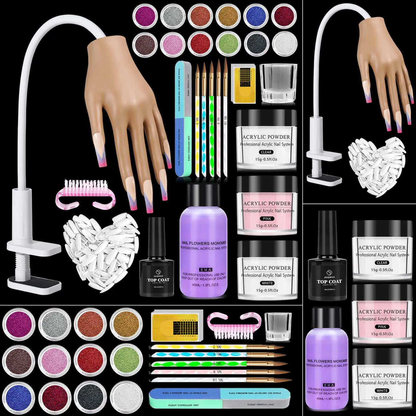 Wilfniee Practice Hand for Acrylic Nails Kit: Fake Nail Mannequin Hand for Nail Extensions Nail Caving Practice - Flexible Practice Nail Hand for Acrylic Nail Kit