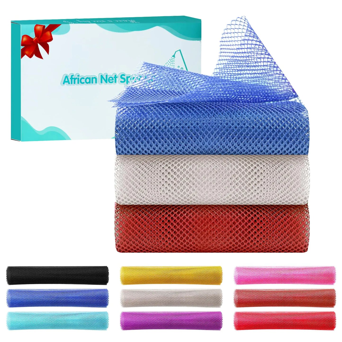 Ufacai 3 Pieces African Net Sponge African Exfoliating NetAfrican Net Sponge Authenticexfoliating Body ScrubberAfrican Bath Sponge