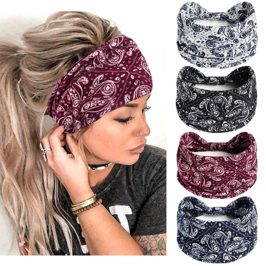 STGDAK Headbands Stylish Hairbands Wide Head Bands Soft Sweatbands Knotted Head Wrap Colorful Hair Bandanas Non Slip Hair Accessories for Women Sports Yoga 4 PCS