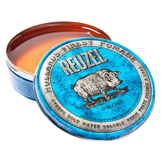 REUZEL Blue Pomade Strong Hold Water Soluble vanilla Wood 12 Oz