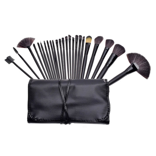 24-Piece Makeup Brush Set with Wooden Handles