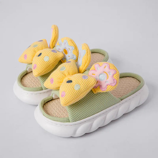Women's Breathable Linen Slippers with Soft Anti-Skid Soles
