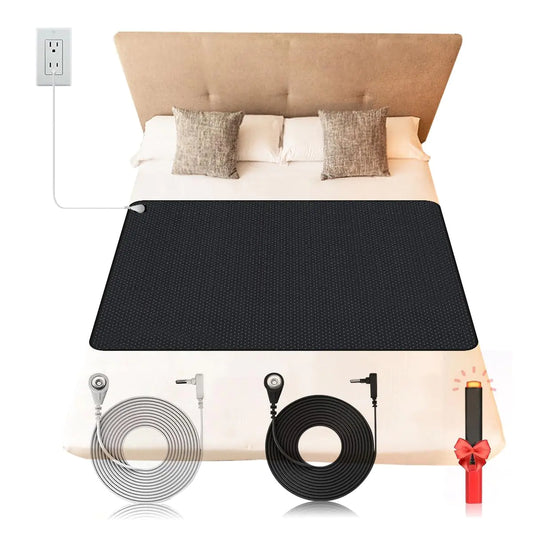 Grounding Mat with 2 Grounding Cords for Improving Sleep Grounding Sheet with Test Pen Grounding Mat for Pain Relief Wellness (27" 71" 2 Cords Pen)